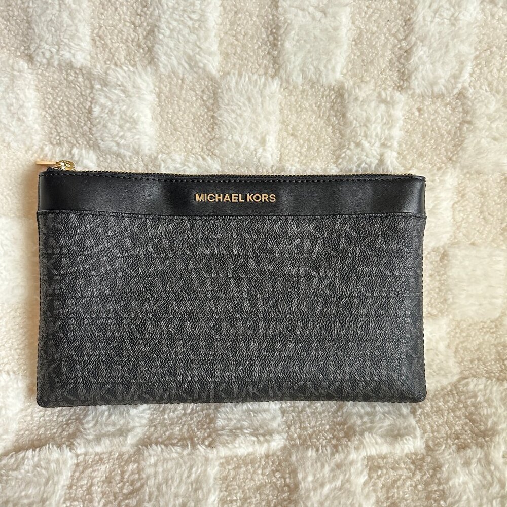 NWT! MK Michael Kors Kimberly 3 In 1 Set Black Leather Tote/Crossbody/Clutch - Picture 11 of 14